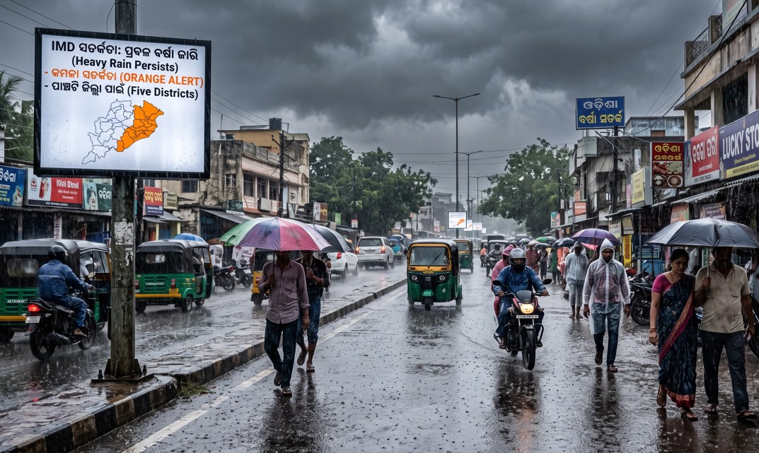 Heavy Rain to Persist in Odisha; IMD Issues Orange Alert for Five Districts